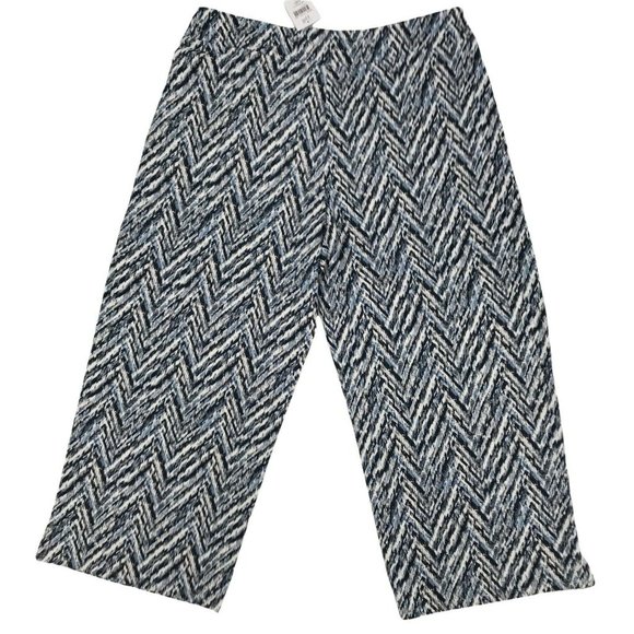 J. Jill Womens High Rise Flat Front Full Leg Blue Print Cropped Pant XS/MP - Picture 2 of 6